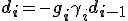 \b{d_i} = -\b{g_i} + \gamma_i \b{d_{i-1}}